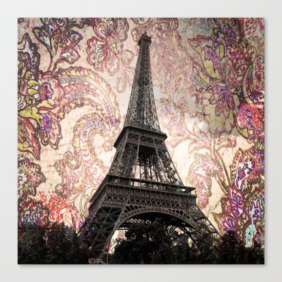 Floral Eiffel Tower Canvas Print