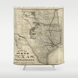 Old Map of Texas 1876 Vintage Wall map Restoration Hardware Style Map Shower Curtain