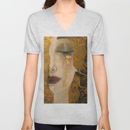 Golden Tears (Freya's Heartache) portrait painting by Gustav Klimt V Neck T Shirt