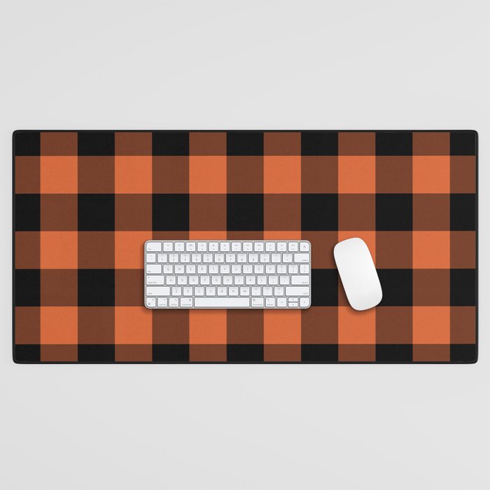 Burnt Orange Buffalo Plaid Desk Mat