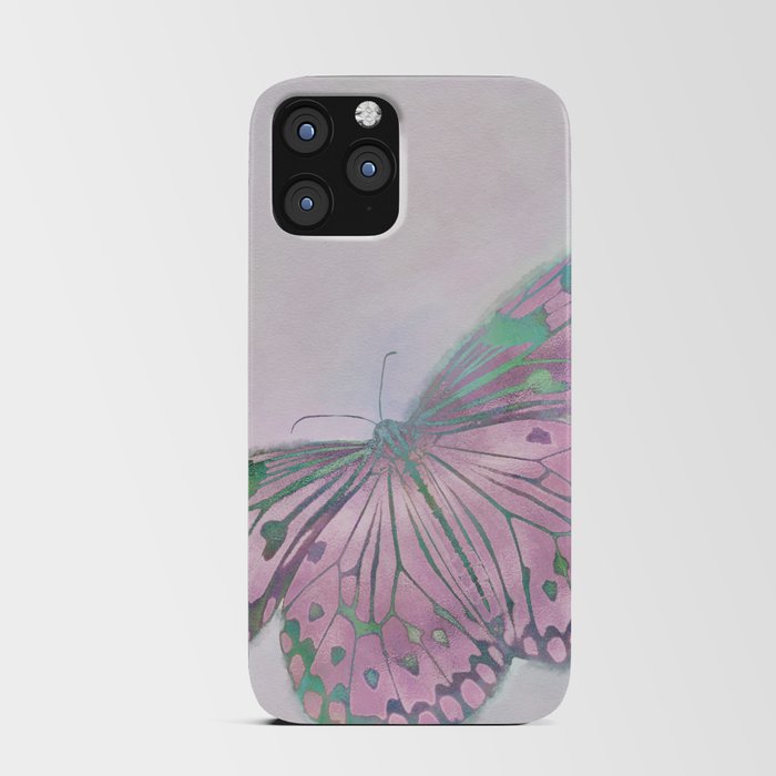 Pink Purple Green Butterfly Painting iPhone Card Case
