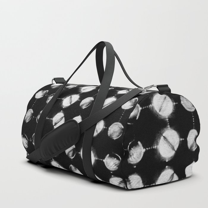 Shibori itajime big white dots tiedye Duffle Bag