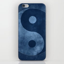 Yin and Yang Symbol Dark Blue Grunge iPhone Skin