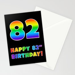 [ Thumbnail: HAPPY 82ND BIRTHDAY - Multicolored Rainbow Spectrum Gradient Stationery Cards ]