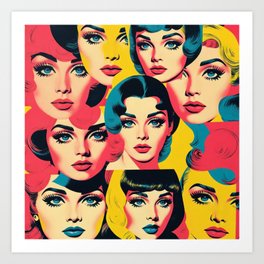 Retro Pop Art Women Collage Art Print