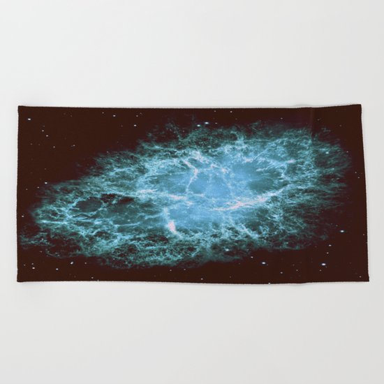Crab Nebula Freshwater Blue teal Beach Towel