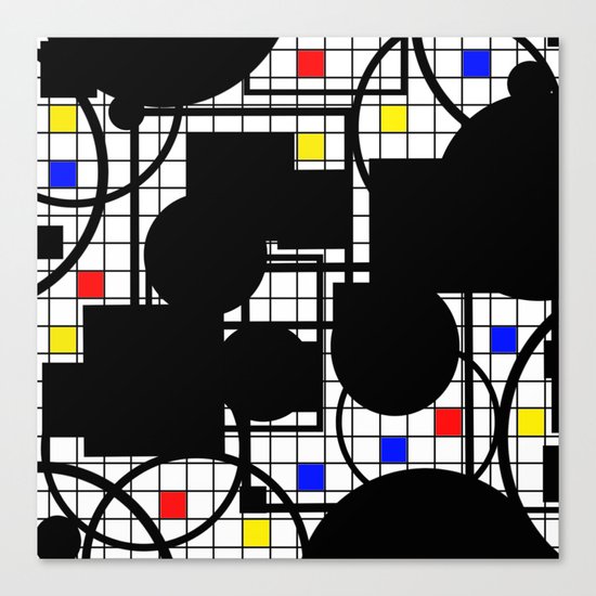 Colour Relationships - Black, white, red, yellow, blue, geometric abstract artwork Canvas Print