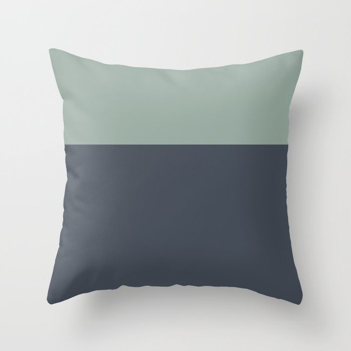 Navy Gray Blue Green Celadon Sage Minimalist Solid Stripe Color Block Pattern Throw Pillow