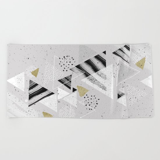 Geometric abstract triangles Beach Towel