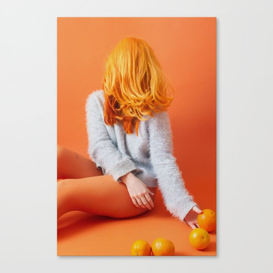 self portrait with oranges Canvas Print