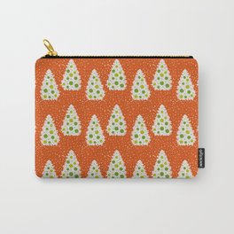 Minimalist Hand-painted White Christmas Decorated Pine Trees, Vintage Red and Green Color and Beautiful Acrylic Texture, Winter Festive Pattern Carry-All Pouch