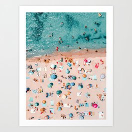Aerial Ocean Print, Pastel Colors Beach, Sea Beach Print, Coastal Print, Beach Photography, Aerial Beach Print, Bondi Beach Print, Art Print Art Print | Vibe, Photo, Vibes, Drone, Retro, Exotic, Coast, Waves, Umbrellas, Travel 