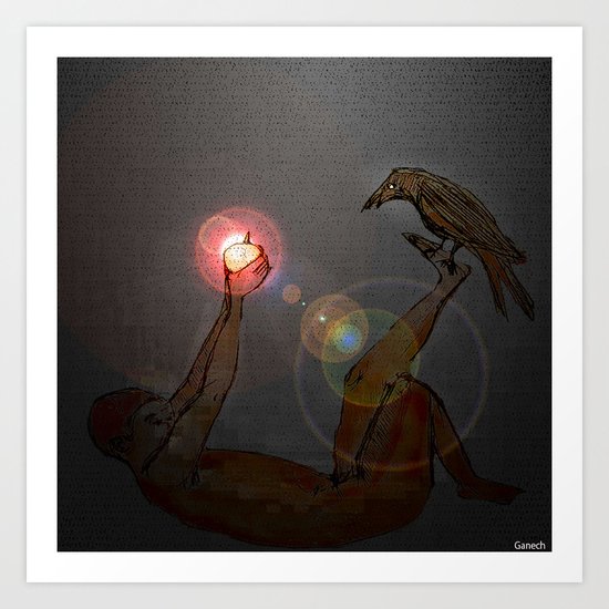 Crow at night Art Print