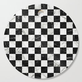 Marble Checkerboard Pattern - Black and White Cutting Board
