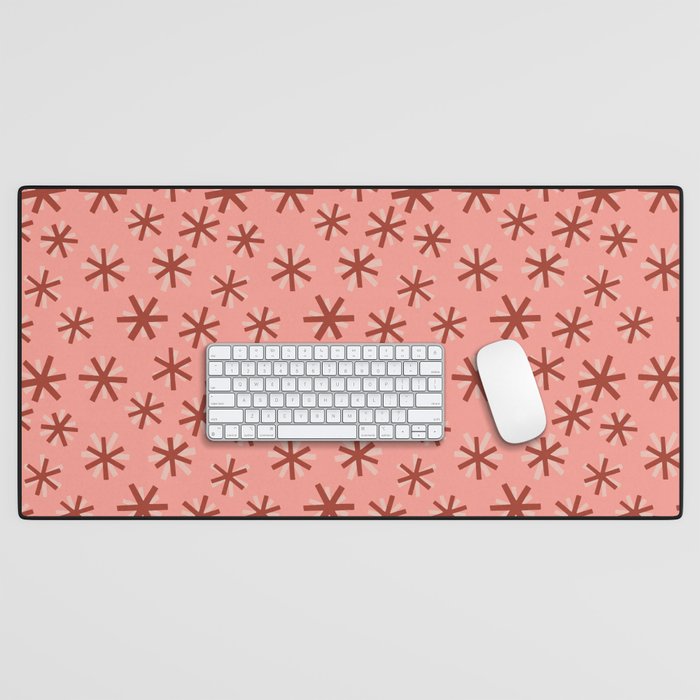 Stars, Snowflakes, vintage, retro, pink and red tones Desk Mat