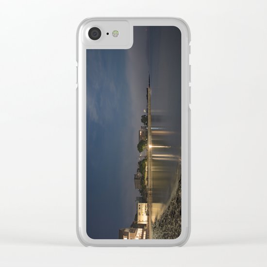 Foggy Moonlit Beach Clear iPhone Case