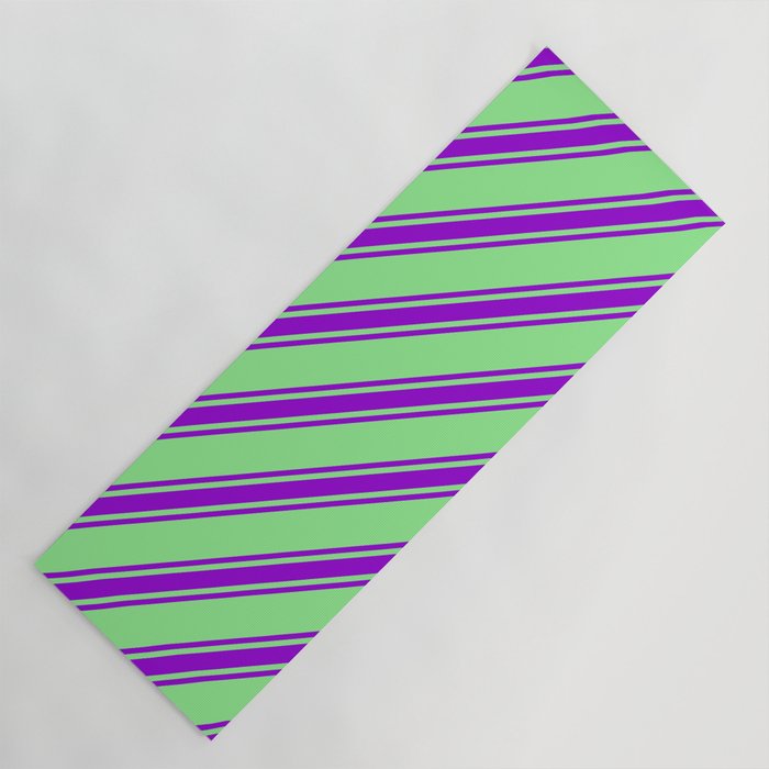 Light Green & Dark Violet Colored Lines/Stripes Pattern Yoga Mat