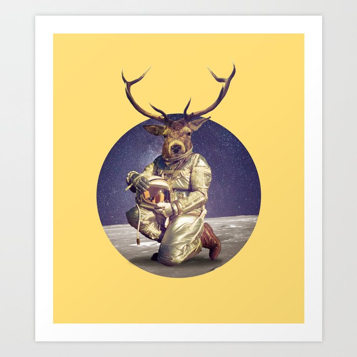 Astronaut deer Art Print