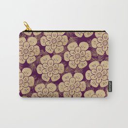 Stylish burgundy faux gold elegant floral Carry-All Pouch