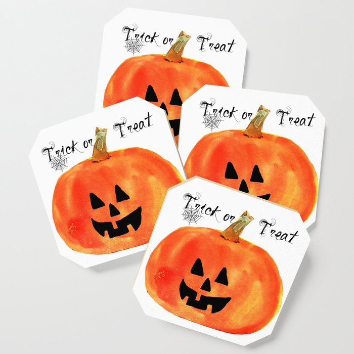 Trick or Treat Jack-O-Lantern, Halloween Pumpkin Coaster