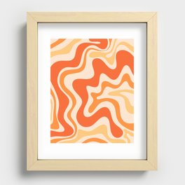 Tangerine Liquid Swirl Retro Abstract Pattern Recessed Framed Print