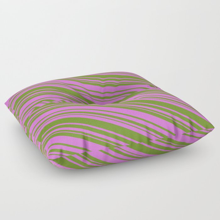 Orchid & Green Colored Stripes/Lines Pattern Floor Pillow