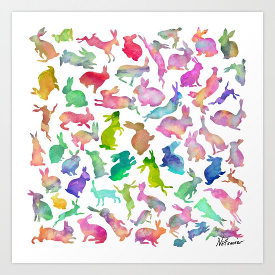 Watercolour Bunnies Art Print