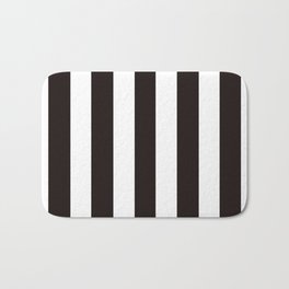 Licorice black - solid color - white vertical lines pattern Badematte | Lines, Color, White, Whitestripes, Whitelines, Solidcolor, Black, Colorful, Amazing, Minimal 