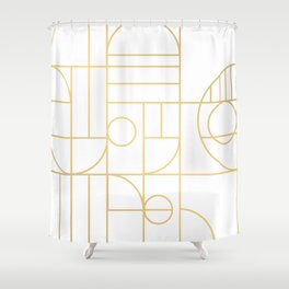 Minimalist Mid Century Modern Gold Pattern Shower Curtain