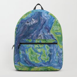 Map of the Salish Sea Backpack | Parks, Salishsea, Watercolor, Bird, Acrylic, Map, Whidbeyisland, Bellingham, Washington, Sanjuanislands 