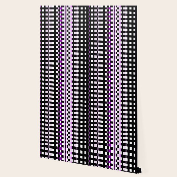 Modern Checkered Design Purple Black White Wallpaper