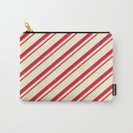 [ Thumbnail: Crimson & Light Yellow Colored Lines Pattern Carry-All Pouch ]