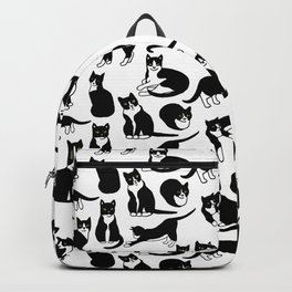 Tuxedo Cats Backpack | Catdesign, Cutecats, Illustration, Catlovers, Black And Whitecats, Blackandwhite, Graphicdesign, Catpattern, Vector, Greeneyes 