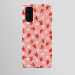 Strawberry Pattern- Pink Background Android Case
