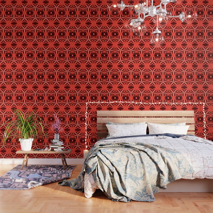 Electric Red Pattern Wallpaper