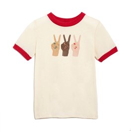 Peace Hands Kids T Shirt | Woman, Peacehand, Feminist, Fingers, Blush, Painting, Girl, Curated, Pink, Digital 