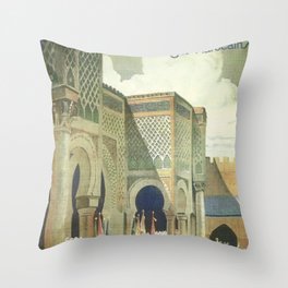 Meknes Morocco Vintage Travel Poster Throw Pillow