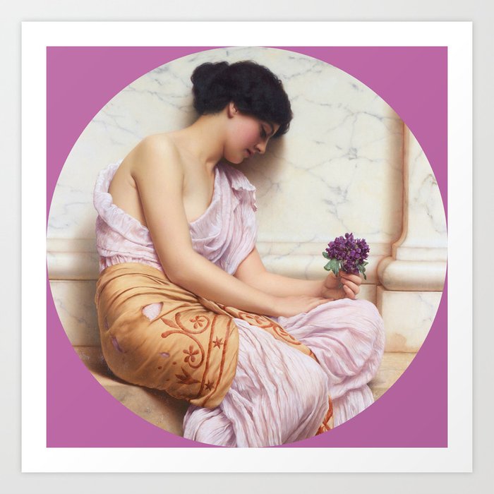 John William Godward "Violets, sweet violets" Art Print