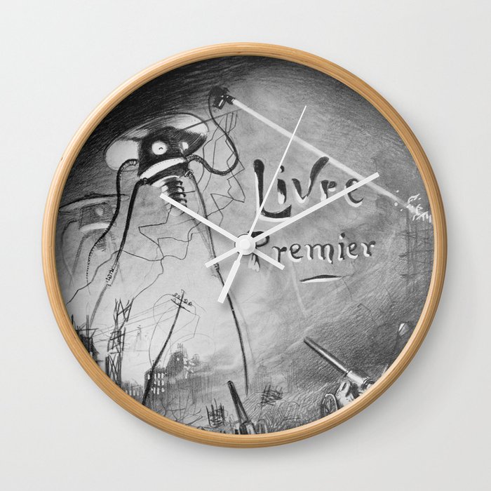 Arrival of the Martians - War of the Worlds vintage poster by Henrique Alvim Corrêa Wall Clock