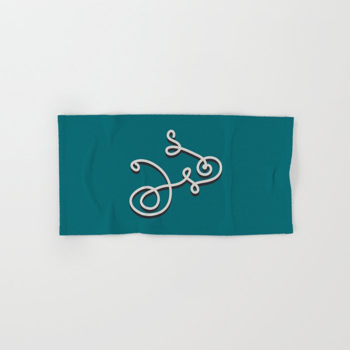 Wiggly Bicycle, Strong Teal Hand & Bath Towel