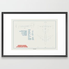 Airbus A380 plane technical drawing Framed Art Print