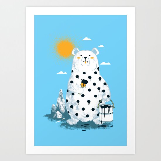 polka bear Art Print