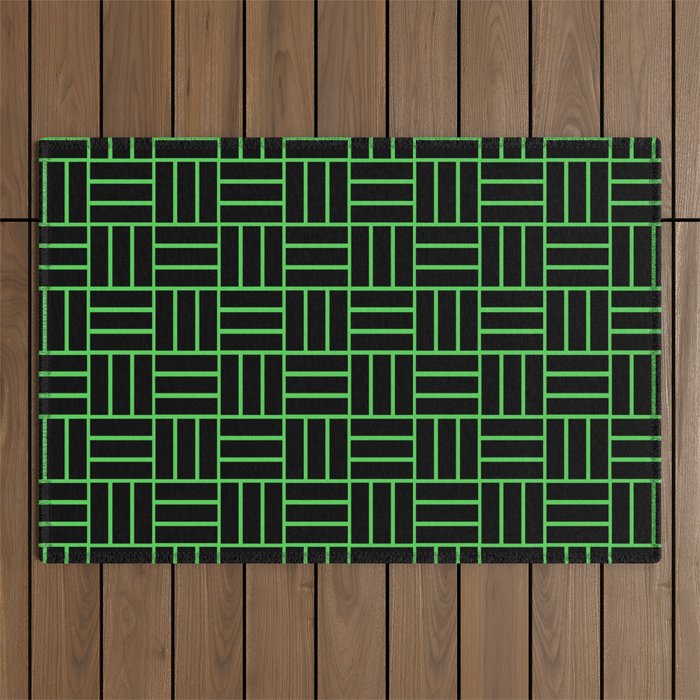 Basketweave (Green & Black Pattern) Outdoor Rug