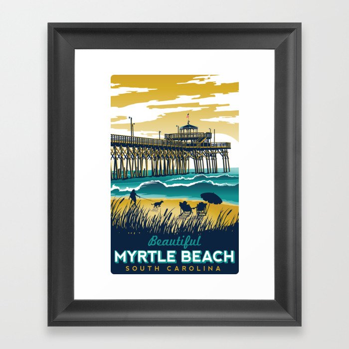 Myrtle Beach South Carolina Vintage travel poster Framed Art Print