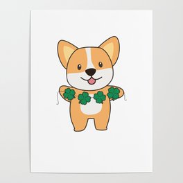 Corgi Shamrocks Cute Animals For Luck Poster