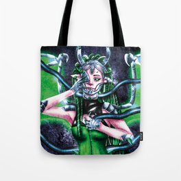 Futuristic Cyber Gothic Dragon Girl Tote Bag