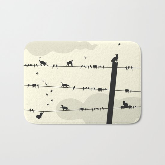 Cats and Birds Bath Mat