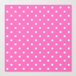 Bright Baby Pink & White Polka Dots Canvas Print