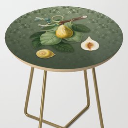 Vintage Common Fig Botanical Pattern on Lunar Green Side Table