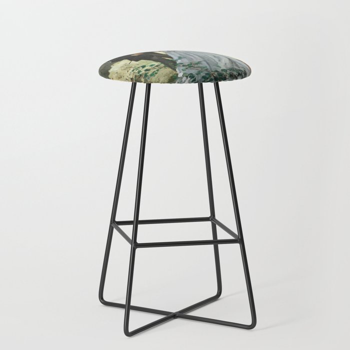 French Impressionist Portrait of Lovers on a Walk by Claude Monet Bar Stool